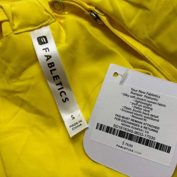 Fabletics Yellow Neema 100% polyester shorts romper Size S NWT - Picture 6 of 6